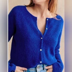 Sezane Gaspard Royal Blue Button-Up Cardigan